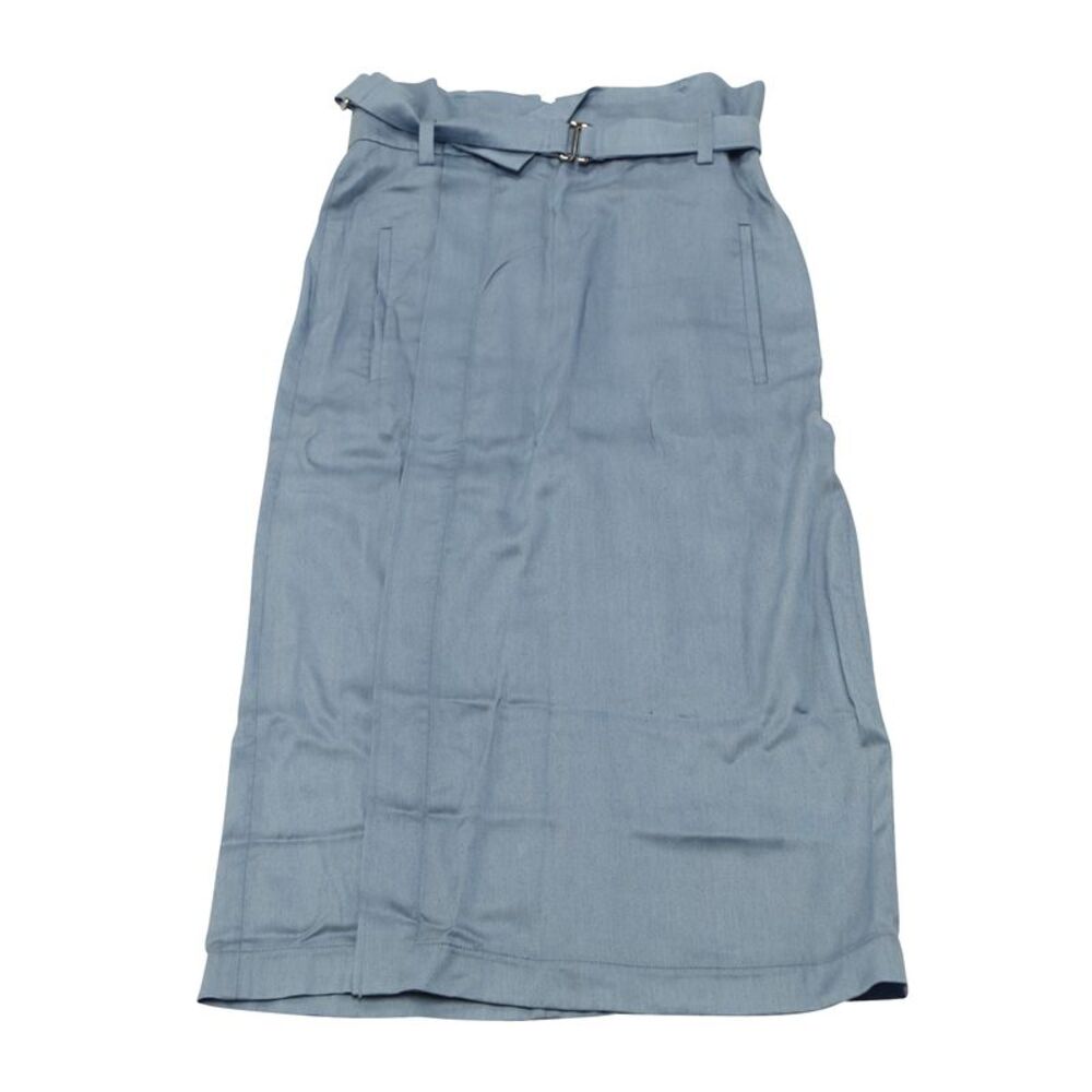 Tibi Belted Midi Skirt in Blue Lyocell